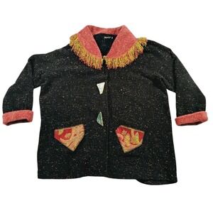 Lee Andersen Lagenlook Art To Wear Deco Button Sweater Jacket Women's 2X‎